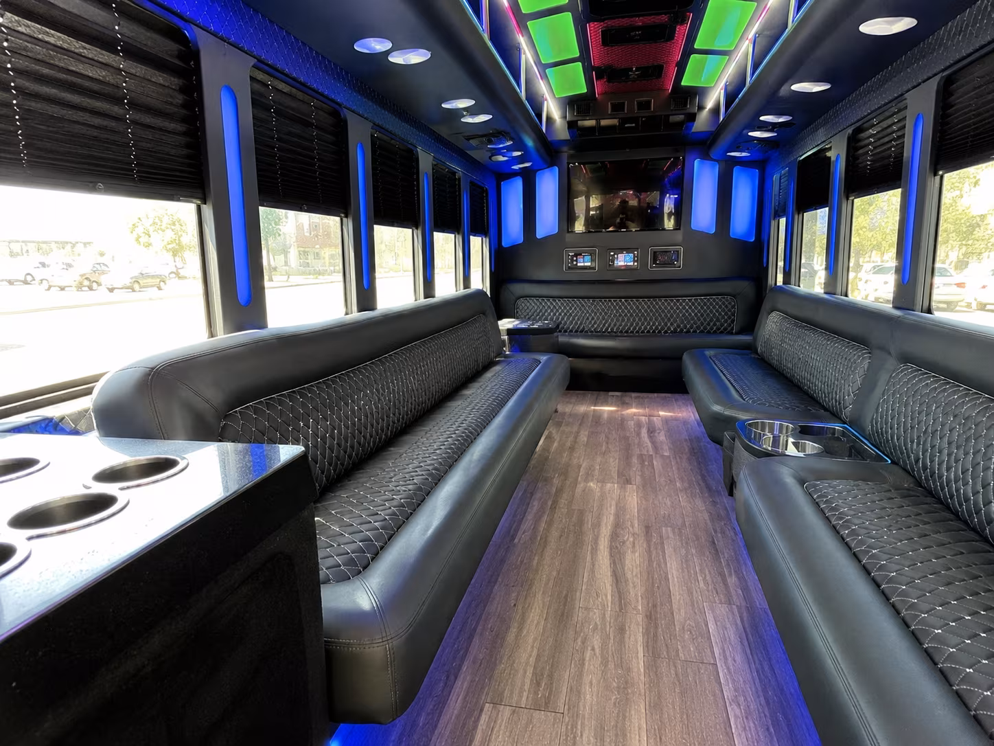 fayetteville 15 passenger party bus inside