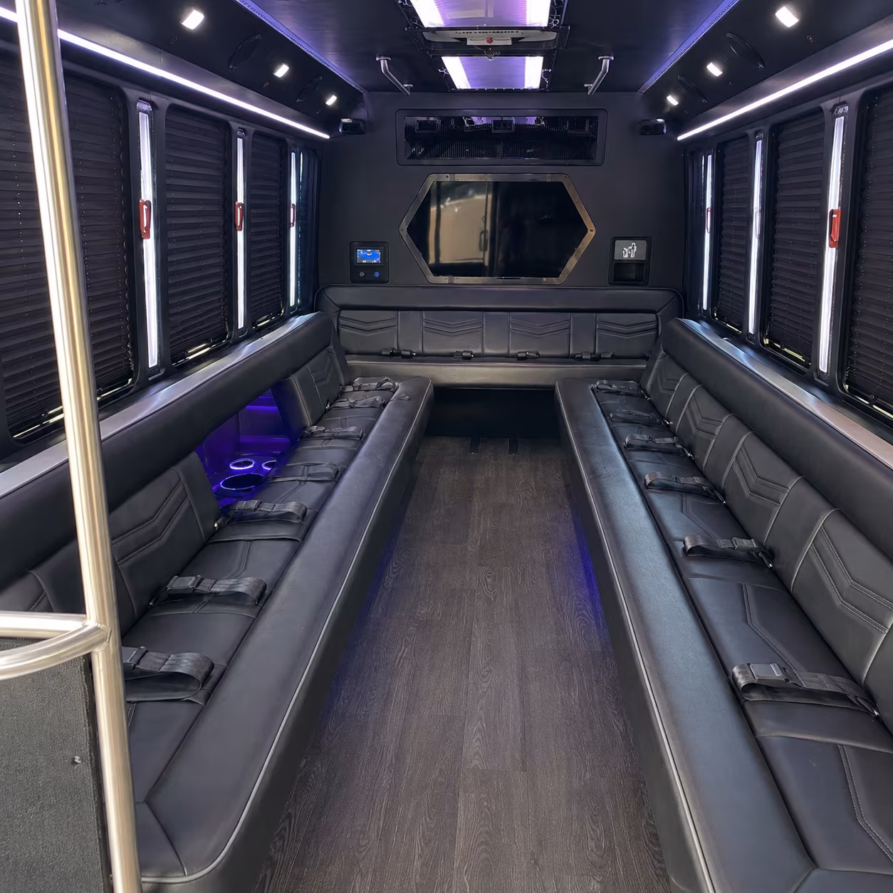 fayetteville 18 passenger party bus interior