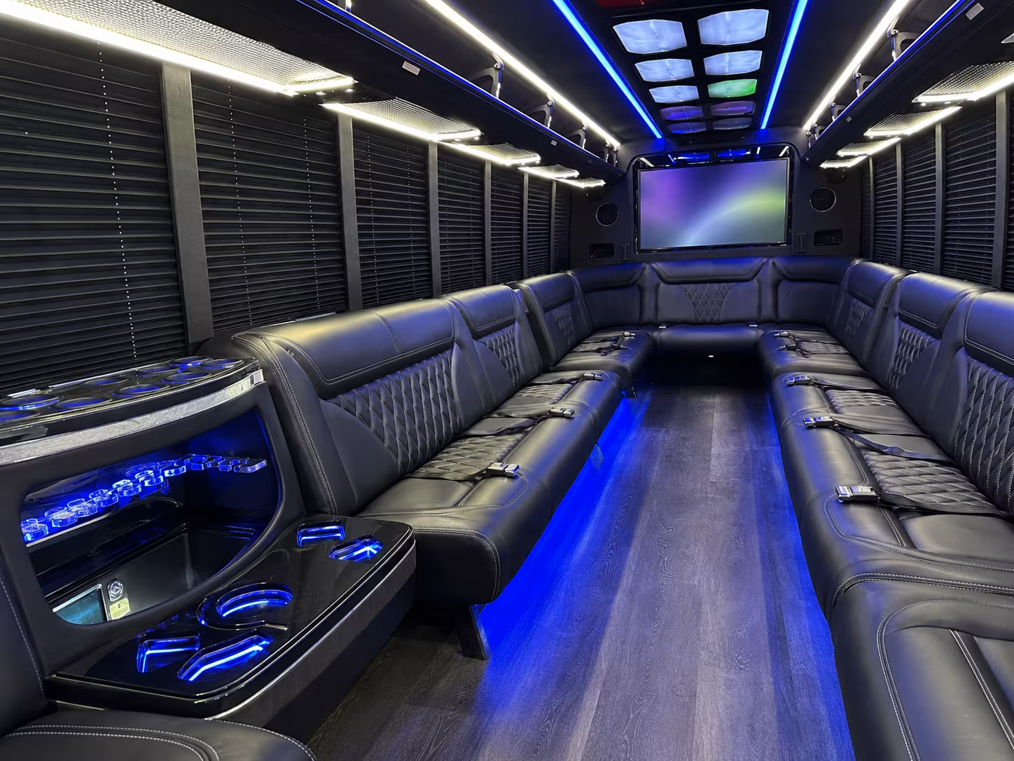 fayetteville 20 passenger party bus inside